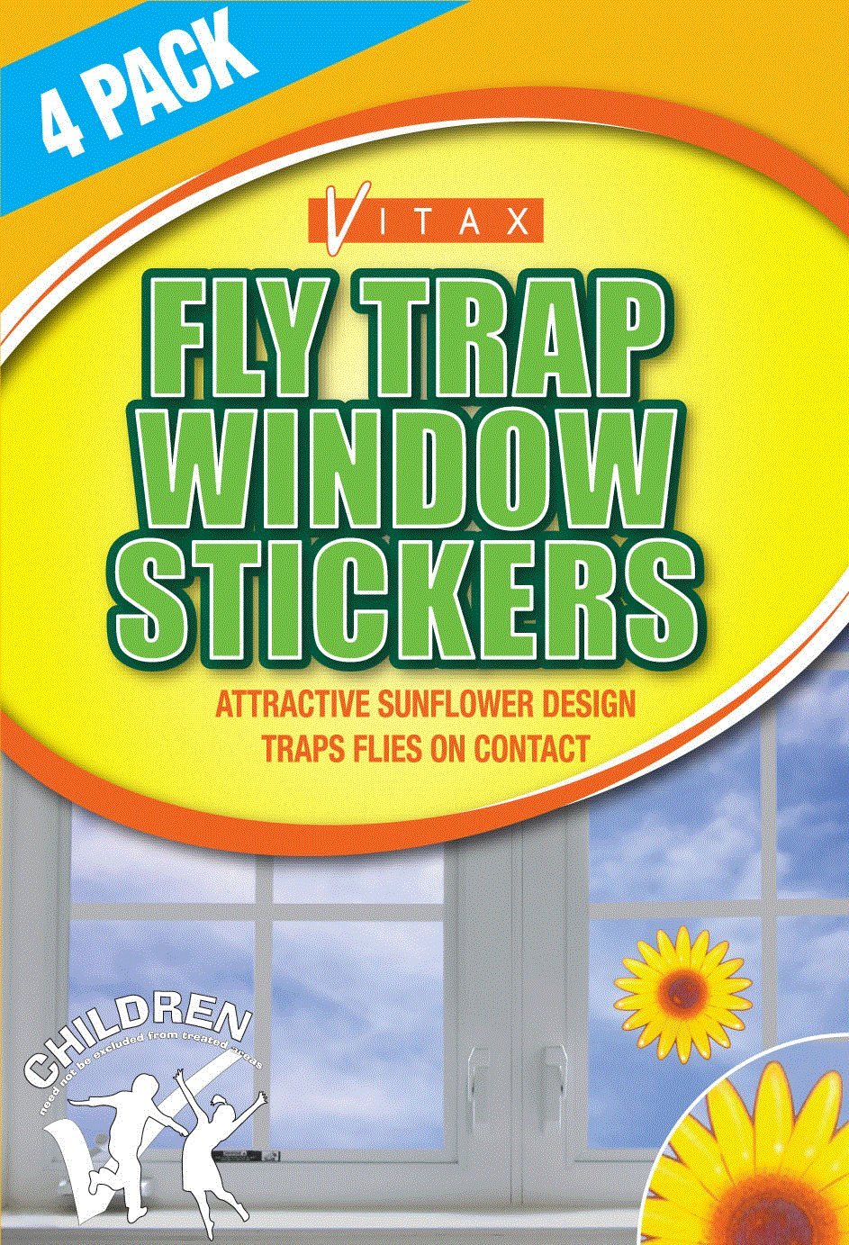 4x Nippon Window Stickers Sunflower - Insect Flies Wasp Pest Attractor Repel