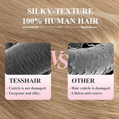 Miniatura 4 de TESSHAIR Toppers de cabello humano real de 12 pulgadas para mujer, extensiones de cabello con clip de base de seda de 150 % de densidad, piezas de