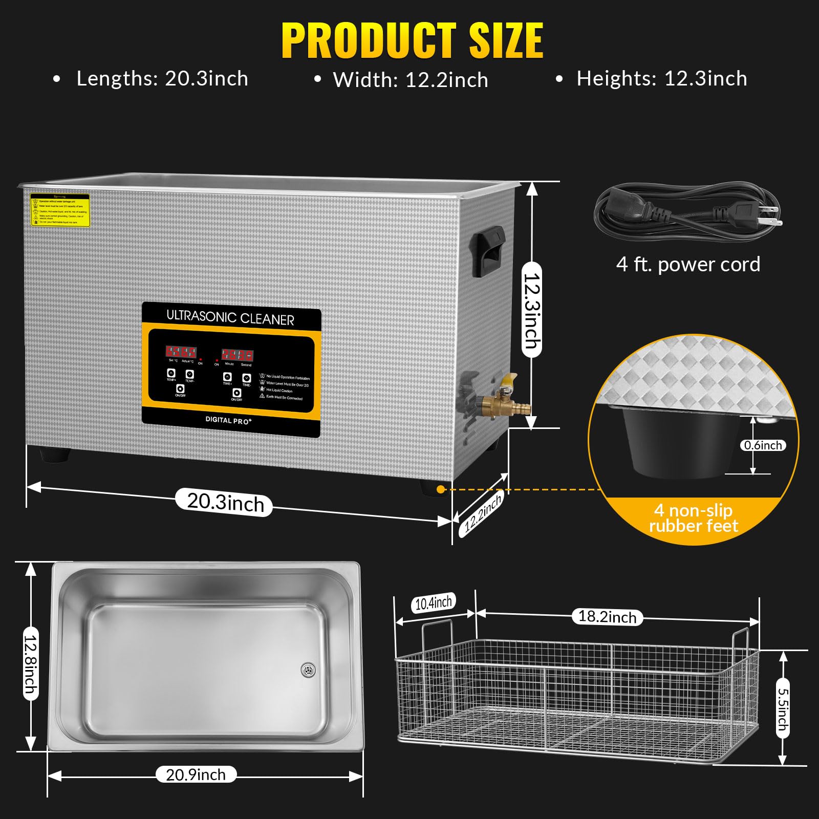 30L Limpiador Ultrasonidos Profesional,Máquina de Ultrasonido con Temporizador Digital Temperatura Ajustable Adecuado para limpiar dentaduras postizas, instrumental de Laboratorio, Relojes
