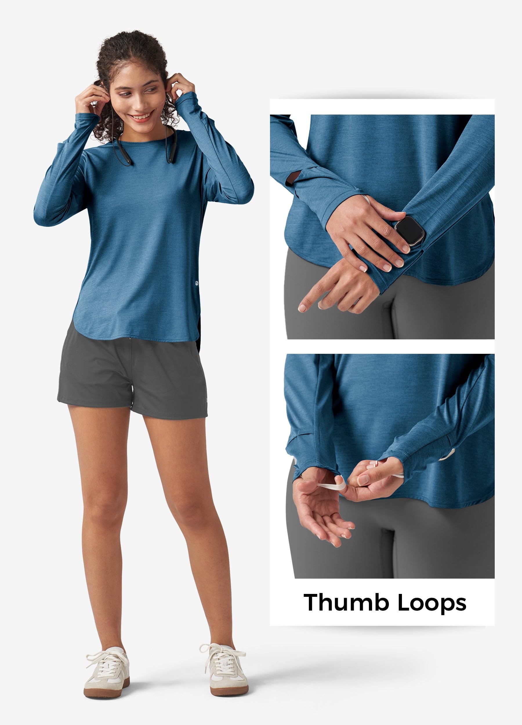 Willit Top da donna a maniche lunghe per allenamento, corsa, atletica, ad asciugatura rapida, leggera, per yoga, palestra, UPF 50+