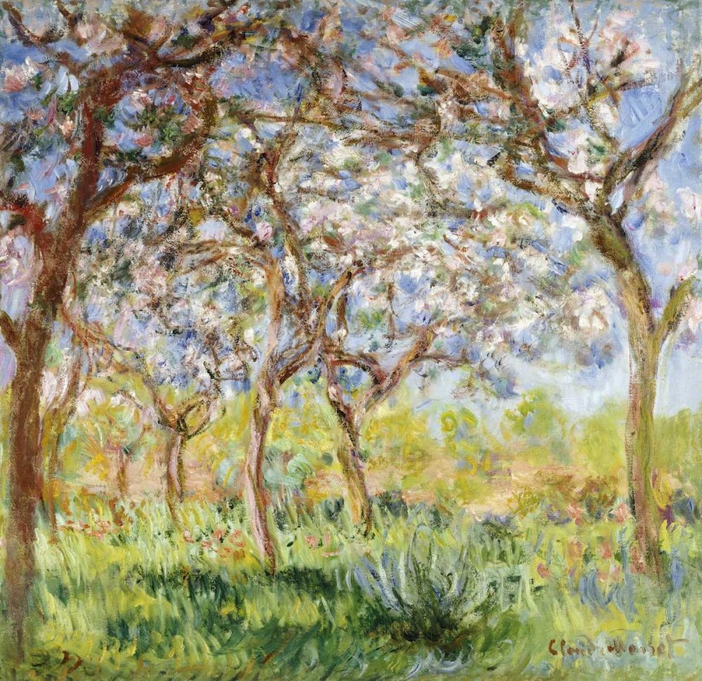 Feeling at home KUNSTDRUCK auf MATTE PAPIER 220gr Frühling bei Giverny Monet Claude - Landschaft horizontal Poster Landschaften und Landschaftsland Bild auf Papier cm_96_X_100