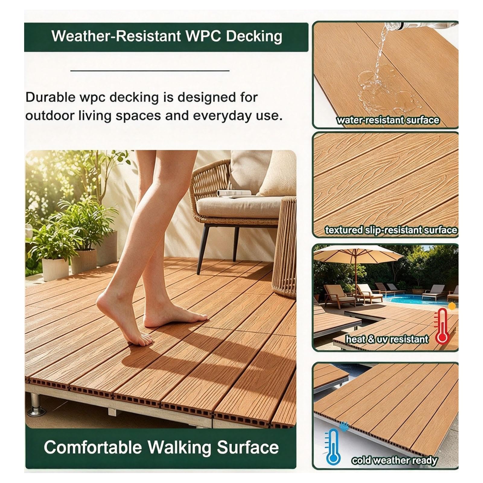 Kit Piattaforma Terrazzo Prefabbricata, Pavimento Modulare WPC Rialzato