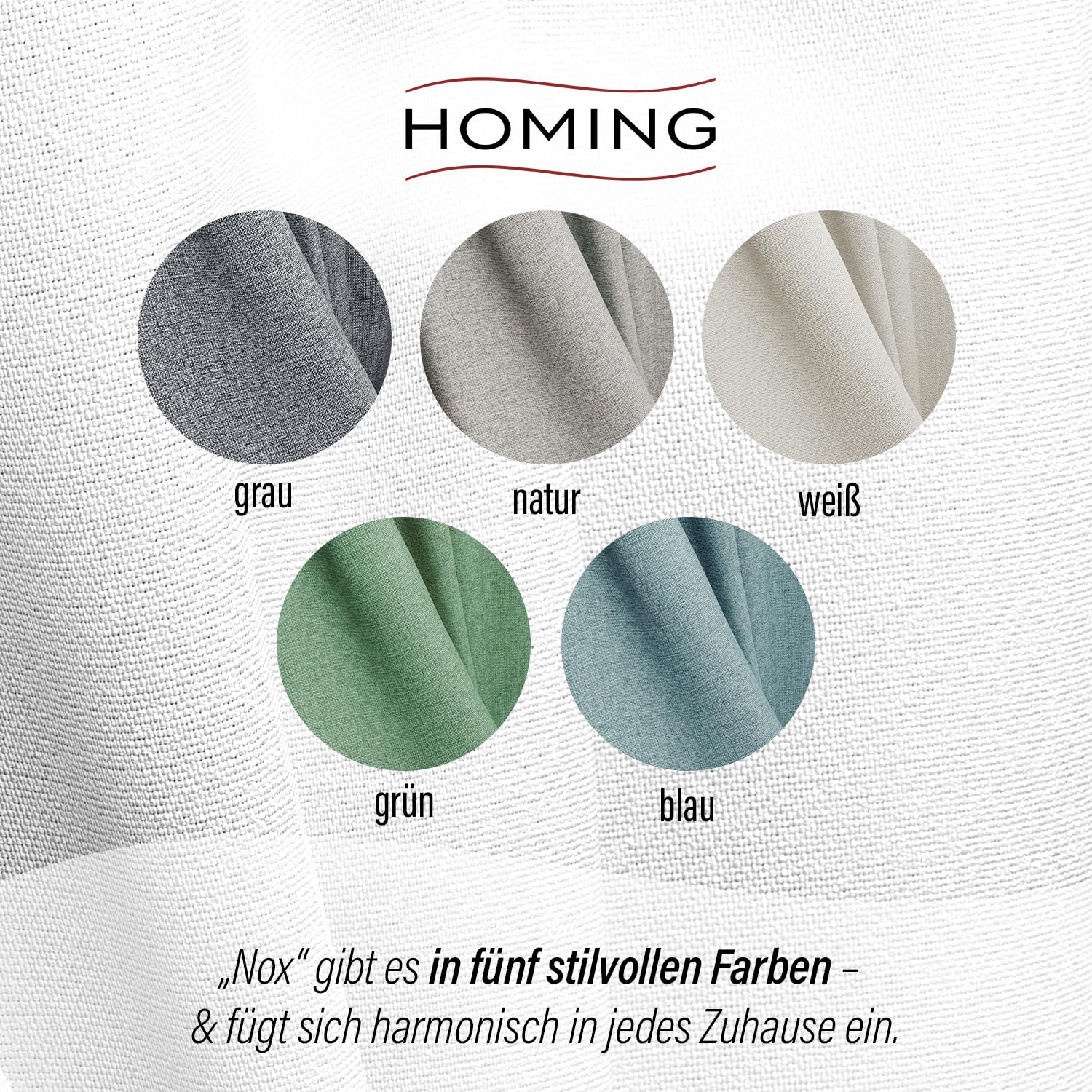 Homing Vorhang Nox Weiß | Verdunkelungsvorhang mit Multifunktions-& Bügelband | Thermovorhang Hitzeschutz | Akustikvorhang Schalldämmung | Vorhang Blickdicht | Blackout Curtain | 135x270 cm | 1 STK.