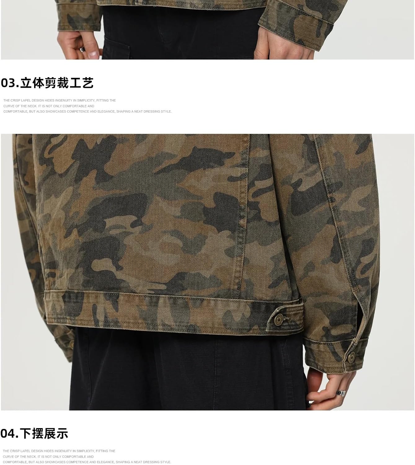 Camo Cotton Denim Jacket Men Streetwear Hip Hop Loose Casual Vintage Denim Jackets Coat