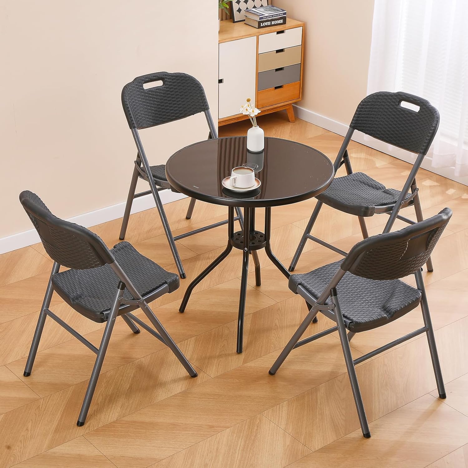 BOOSDEN 折りたたみ椅子 4脚セット プラスチック パイプ椅子 組立不要