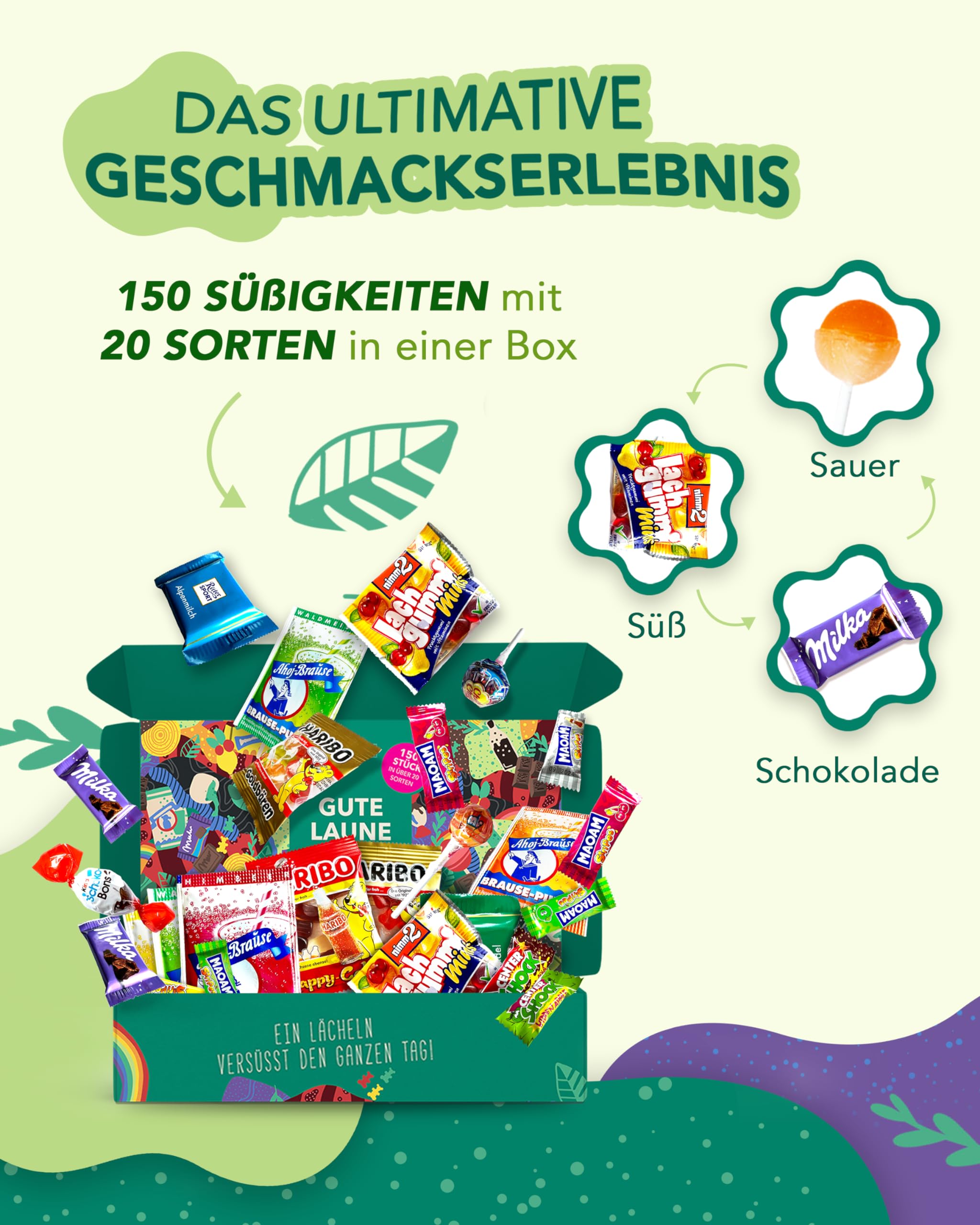 Süßigkeiten Box 150 Stück Gute Laune Box Geschenk Idee Candy Bar XXL Naschbox