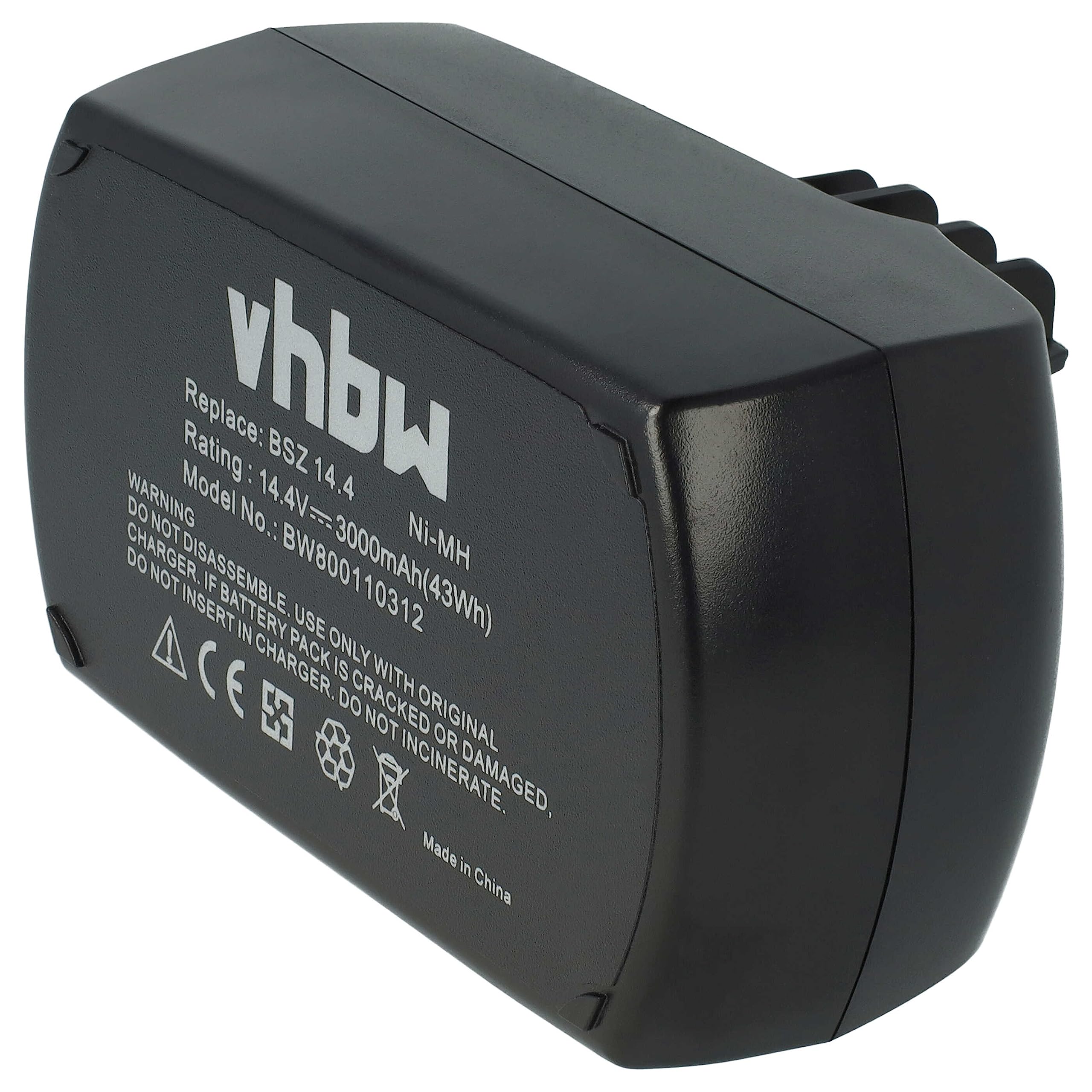 vhbw batteria sostituisce Metabo 6.25475, 6.25476, 6.25482, 6.25481, 6.25482.00 per utensile elettrico (3000 mAh, NiMH, 14,4 V)