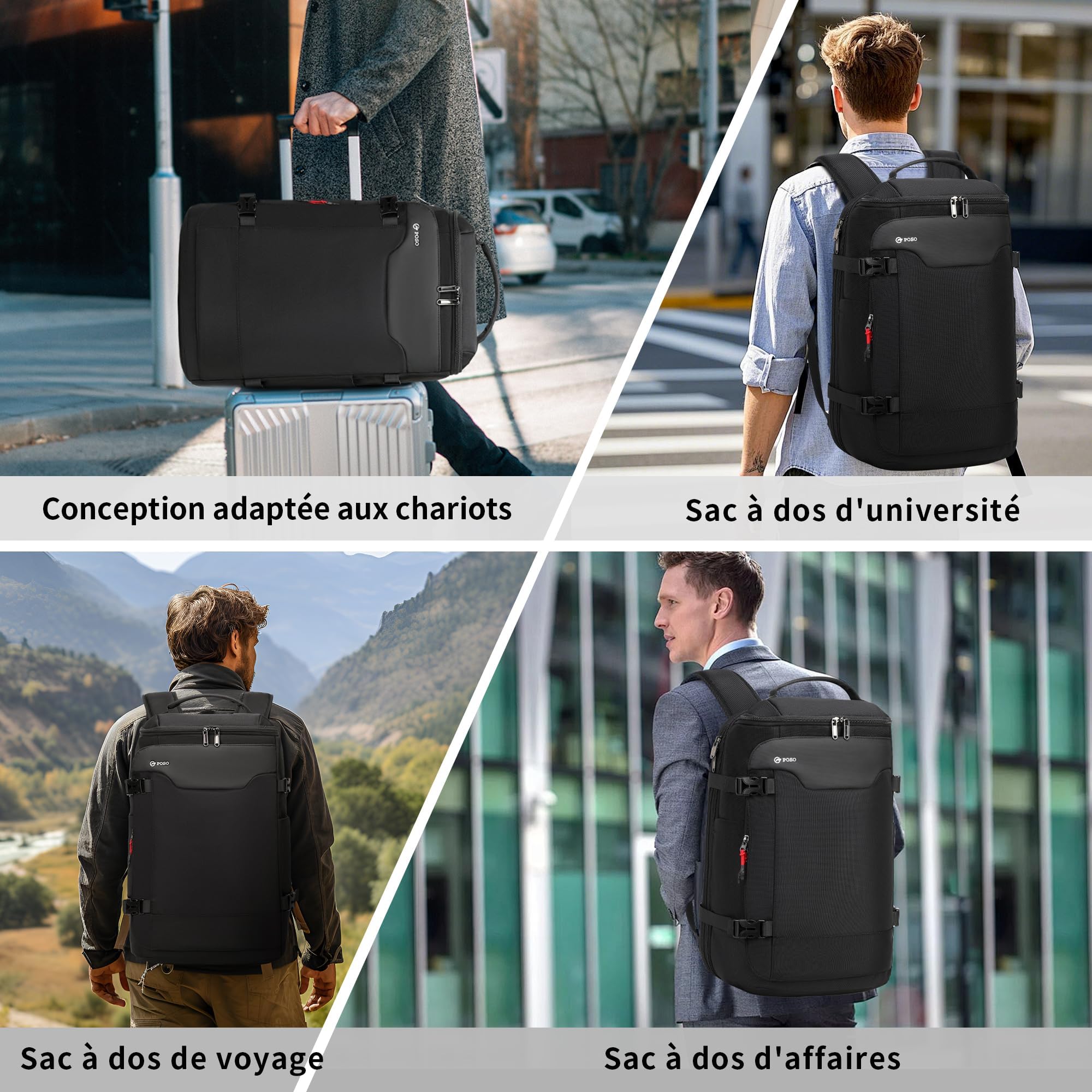 sac de voyage sous vide, 60 L extensible sac a dos compression sous vide, sac à dos pour ordinateur portable 17 pouces,sac a dos voyage cabine avion sous vide avec pompe, noir