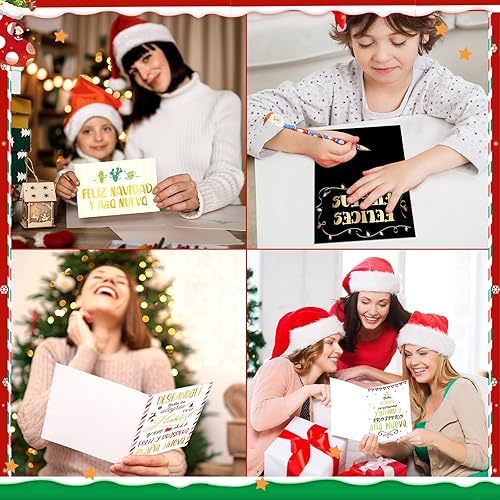 Miniatura 7 de Paquete de 48 tarjetas españolas de Navidad con sobres, tarjetas de felicitación de Navidad hispanas, tarjetas de Navidad españolas con adhesivo de