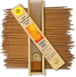 Sandalwood Incense Sticks - 120 Core-Free Low Smoke Incense with Brass Holder for Aromatherapy, Meditation, Yoga - Pet Friendly Eco-Friendly Gift Set - Pure Scent 45-60 Burn Time