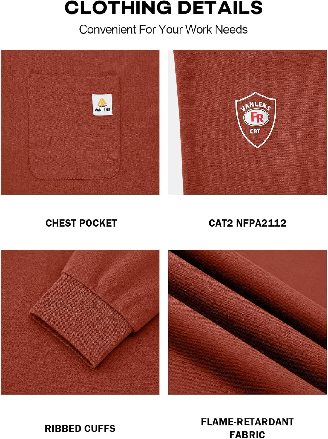 FR Shirt for Men Flame Resistant Shirt NFPA2112 CAT2/HRC2 5.5oz Light Weight Long Sleeve Henley Shirts