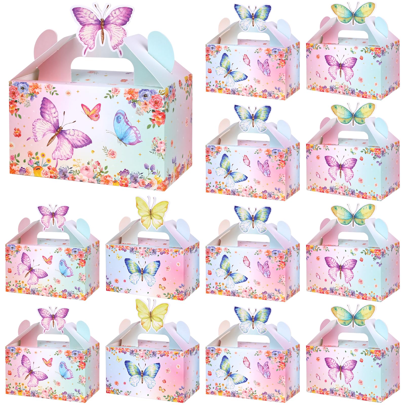 VGOODALL 30PCS Party Favor Boxes, Goodie Gable Treat Box Butterfly Paper Candy Containers for Birthday Party Supplies Baby Shower Wedding