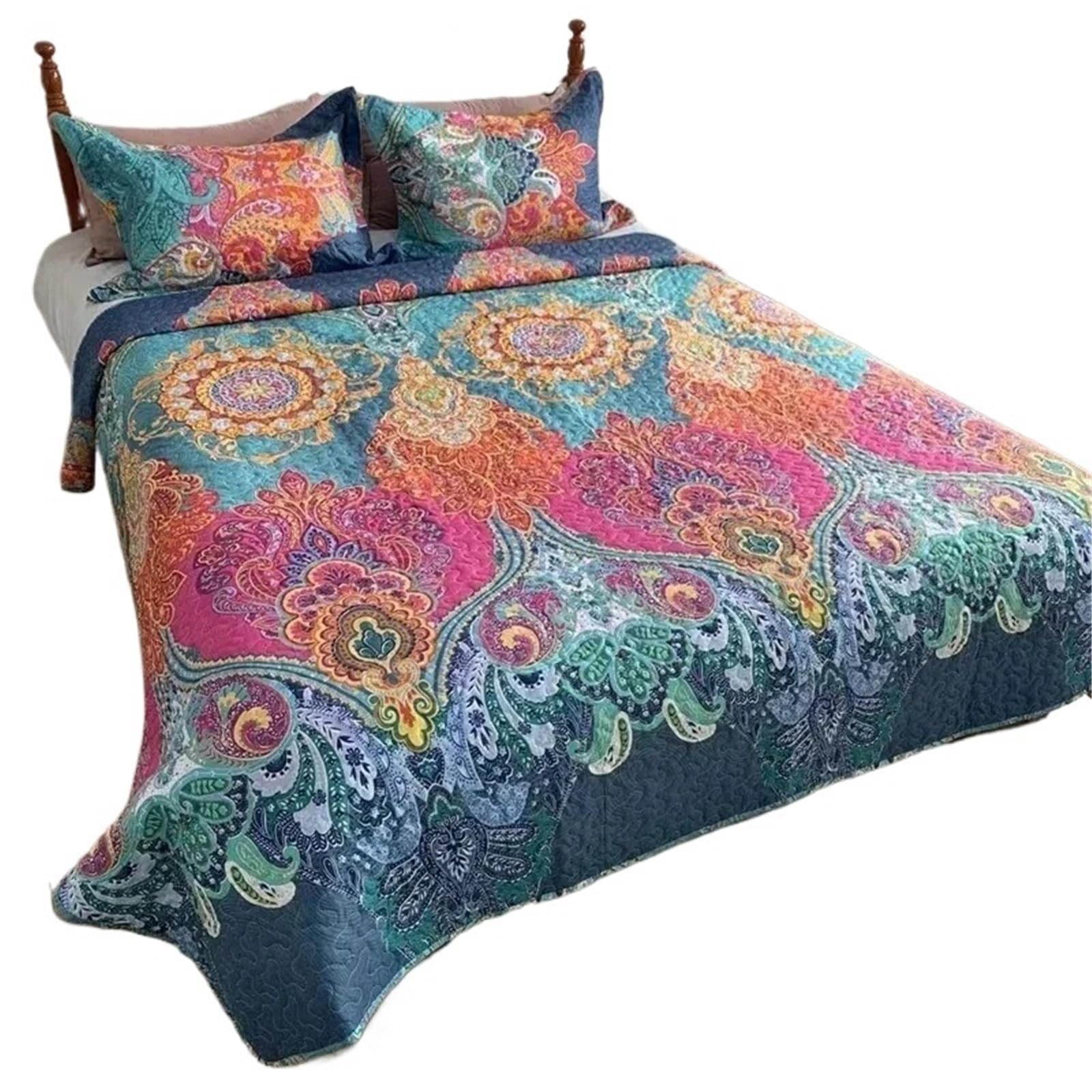 DAJGRHE Bedspread 1PC Washed Cotton Bed Cover Summer Quilt Twin Queen Coverlet Blanket No Pillowcase(Color 02,180x220cm)