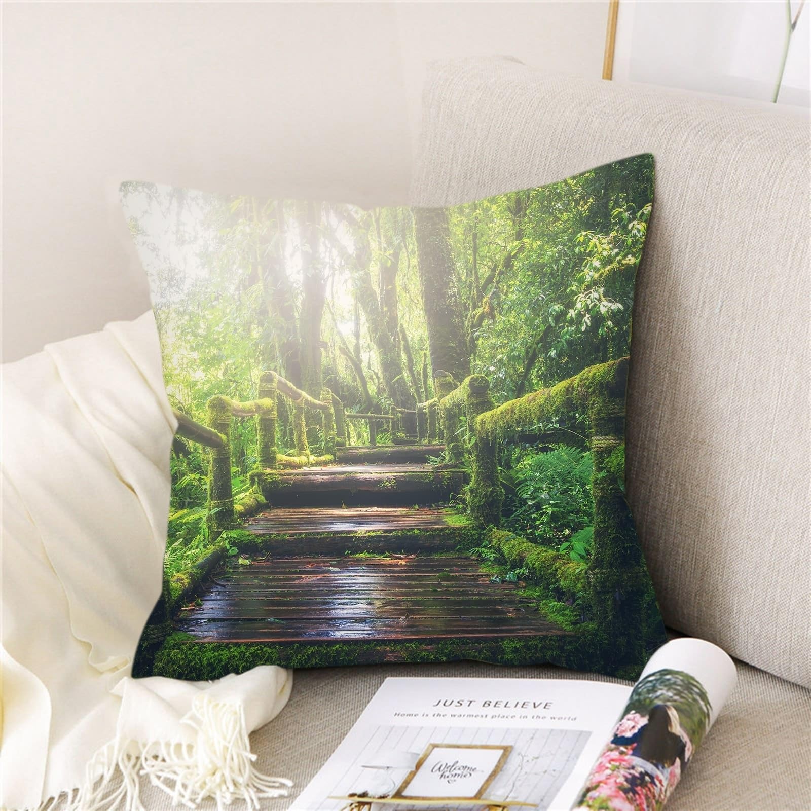 Epinki Zierkissenbezug 45x45 Cm – Strand-Motiv Mit Kokospalmen, Polyester, Für Sofa & Schlafzimmer