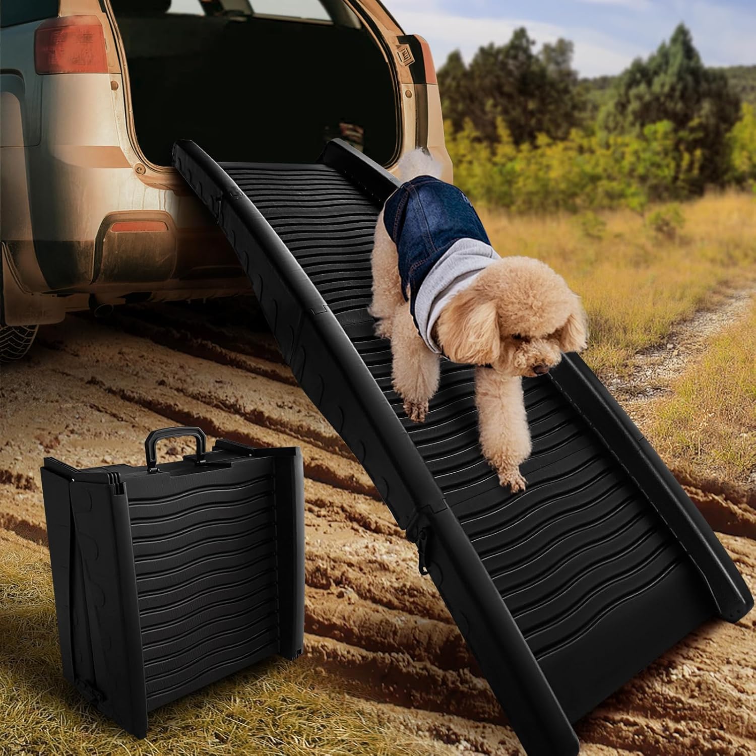 Lioopet Folding Dog Ramp for Medium & Large Dogs, Dog Car