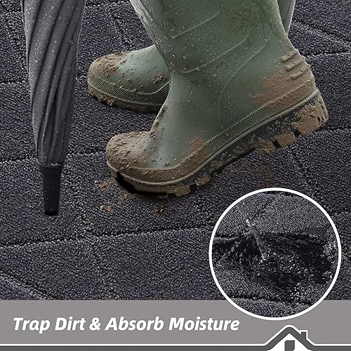 Miniatura 3 de BEQHAUSE Tapete para puerta de 20 x 32 pulgadas, tapete antideslizante para puerta, lavable, tapete para puerta de perro, resistente a las manchas y