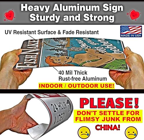 WORLD'S GREATEST SIGNS! Swim At Own Risk! No Lifeguard! Tiki Bar Metal Sign! 8"x12" Metal Made In The USA! Pool Hot Tub She Shed Beach Welcome