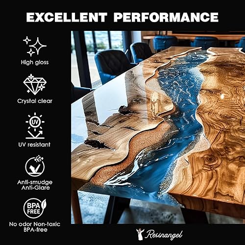 Miniatura 3 de ResinAngel Kit de resina epoxi de 64 onzas, transparente, relación de mezcla 11, sin burbujas y autonivelante, resina no amarillenta para flores