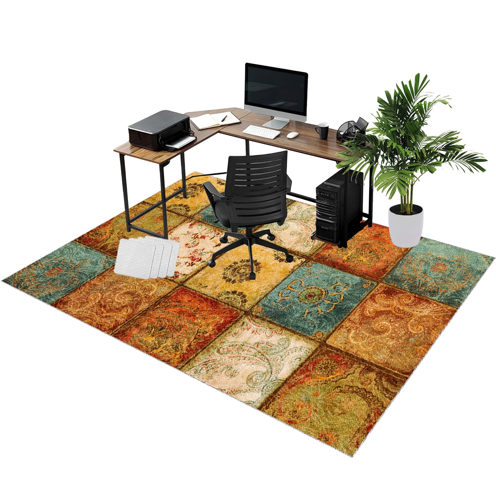 Rolling Chair Mats, Office Chair Mat for Carpet and Wooden Floors 160 x 200 cm Non-slip Gaming Floor Protector, Washable Desk Carpet Protector Rug for Home Office, Non Slip Floor Protection Mat