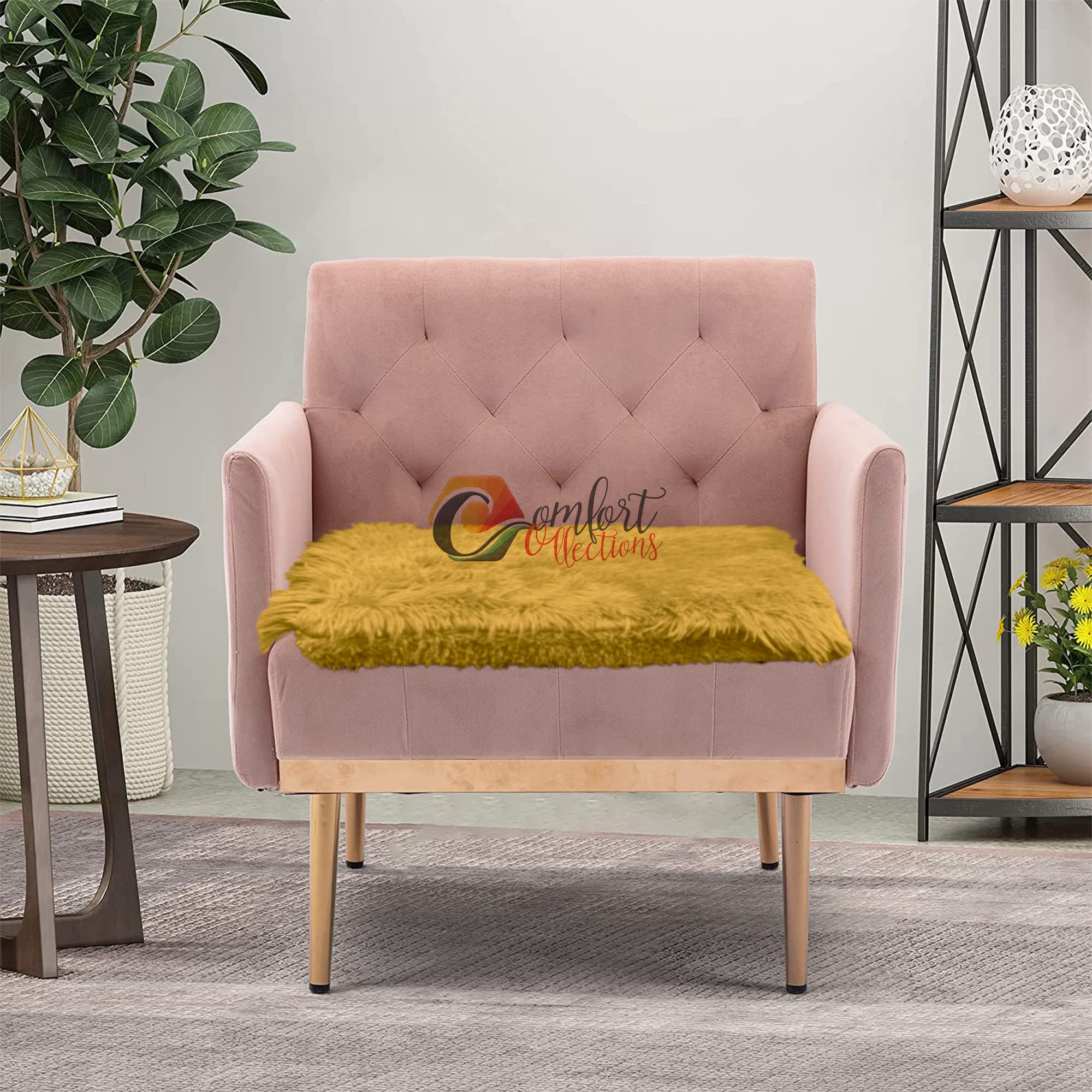 Comfort Collections Teddy Cuddles Luxury Garden Tie Dining Seat Pads Foam Cushions Soft Chair Pads PACK OF 4 COLOUR: OCHRE