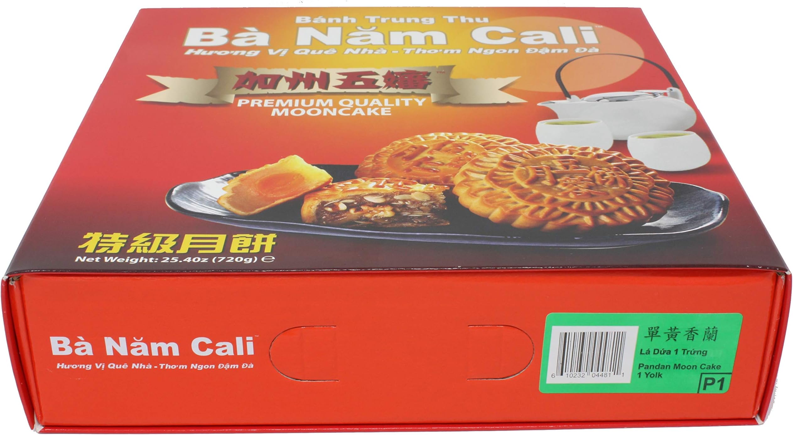 Ba Nam Cali Mooncake - Pandan(Lá Dú'a) - (1 Yolk)