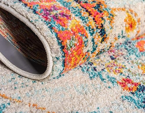 Miniatura 6 de Unique Loom Penrose Collection - Alfombra Alexis (3 pies 3 pulgadas, redonda, marfilazul)