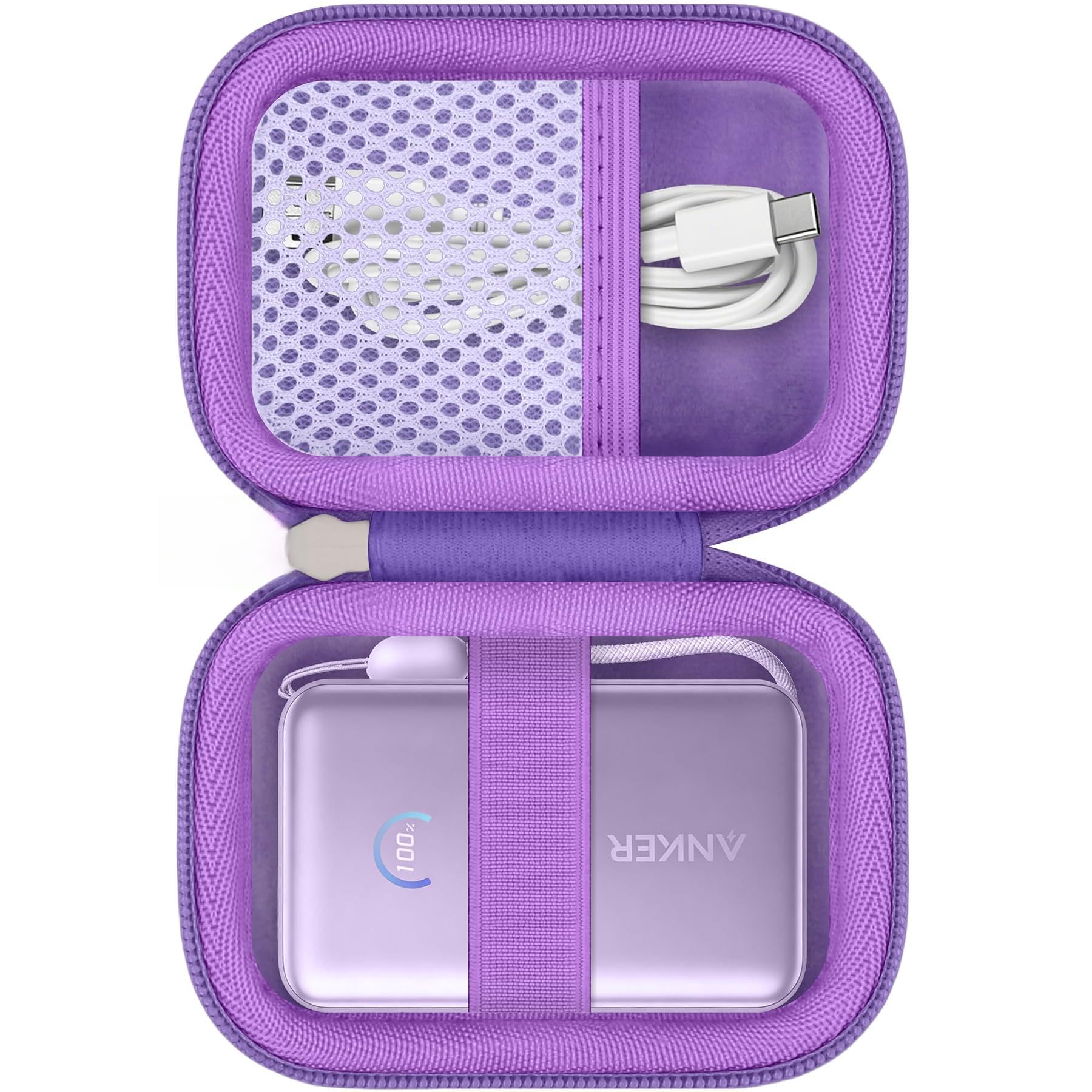 Khanka do Anker Nano Power Bank, 10.000 mAh 45 W (A1638) Twarda obudowa do podróży, etui na przedmioty Anker Nano 45 W Max Kompaktowe, tylko obudowa (Fioletowy)