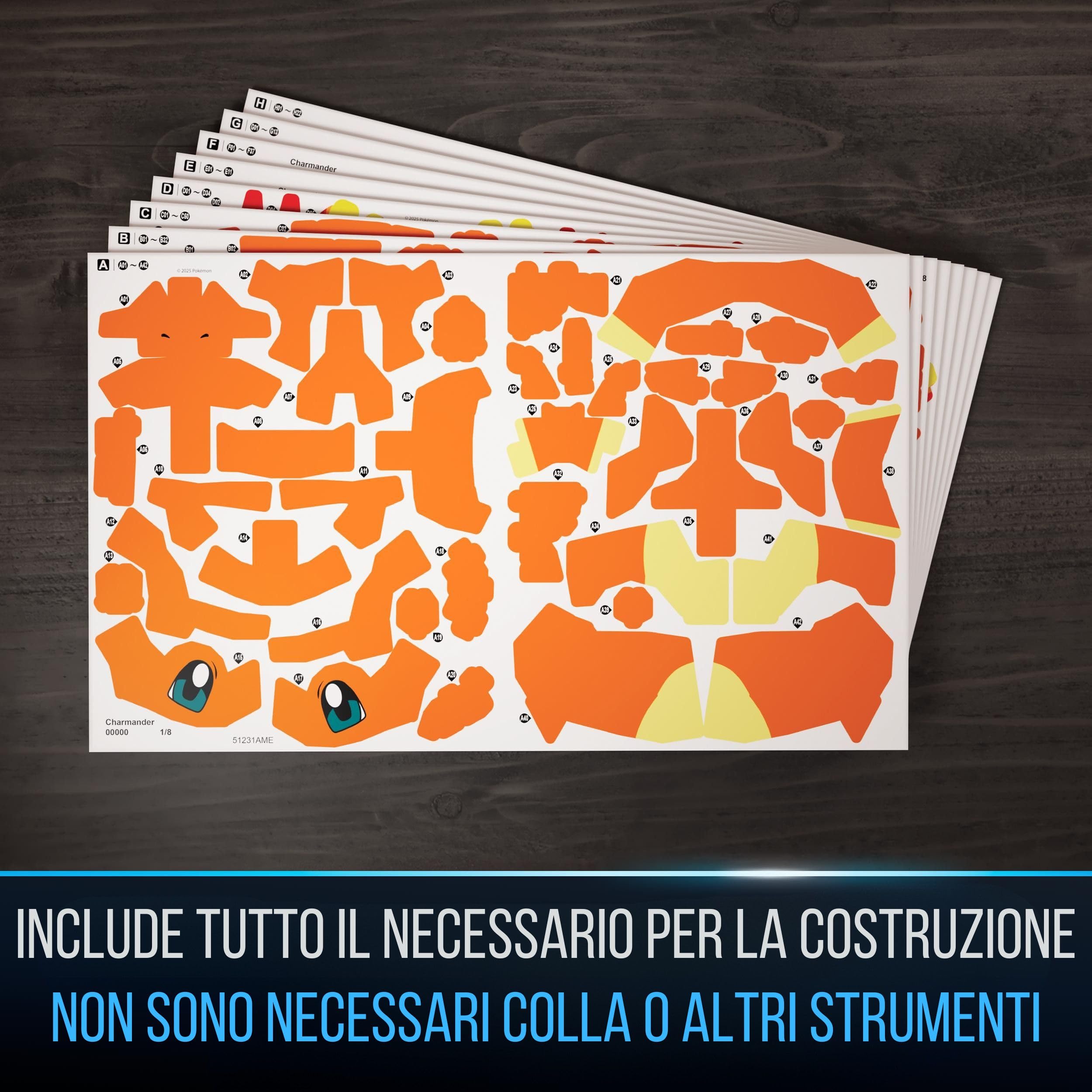 4D Build, Pokémon Charmander, Kit di Modellismo 3D, Puzzle per Adulti, 241 pezzi, dai 12 Anni in su