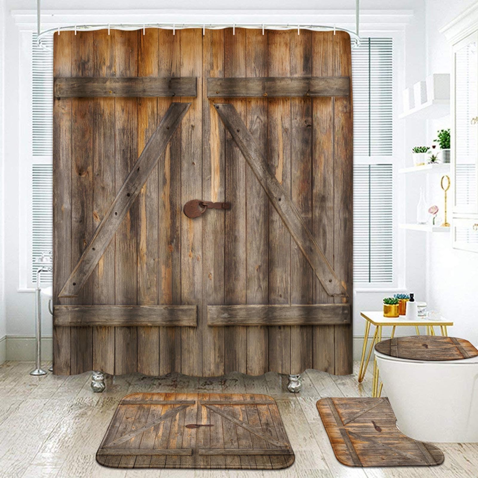 Amazon.co.jp: Britimes シャワーカーテン4点セット フック12個付き