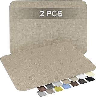 Xroam Parches de reparación de lino,parche de tela de lino autoadhesivo, 20x28 cm 2 pcs,kits de cinta de reparación de sofá de tela para cojín de lino,almohada,reparación de telas Gris beige Medio