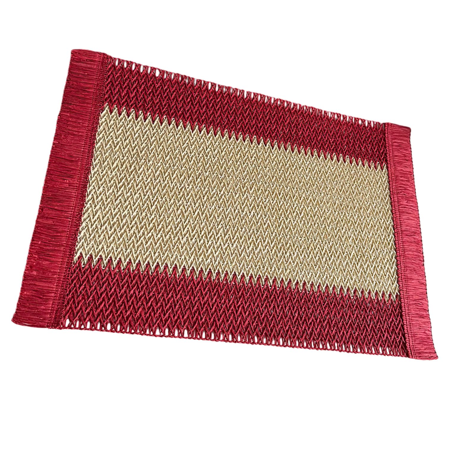 Carotoe Red Rice Red Decorative And Functional Paper Rope Woven Striped Coasters With Heat Insulation For Enhancing Dining User Friendly