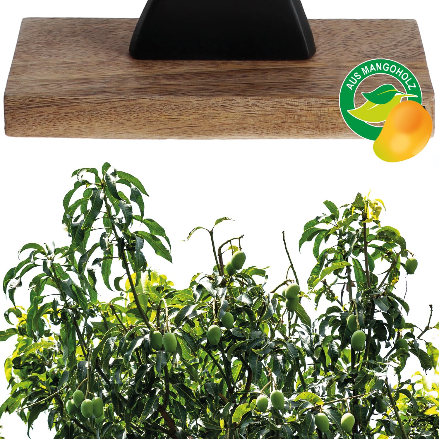 com-four® Supporto Decorativo per Albero - Albero in Metallo su Base in Legno di Mango - Albero Decorativo in Metallo da Tenere in Piedi - Albero della Vita da Regalare (Nero - Albero)