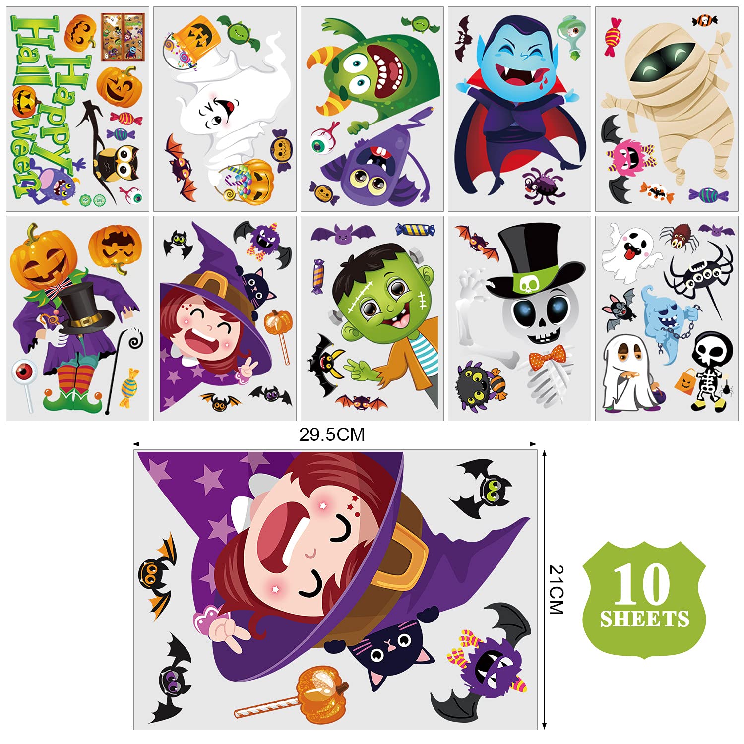 Halloween Fensteraufkleber Set – 170 Stück, Abnehmbar & Wiederverwendbar Für Glas & Spiegel