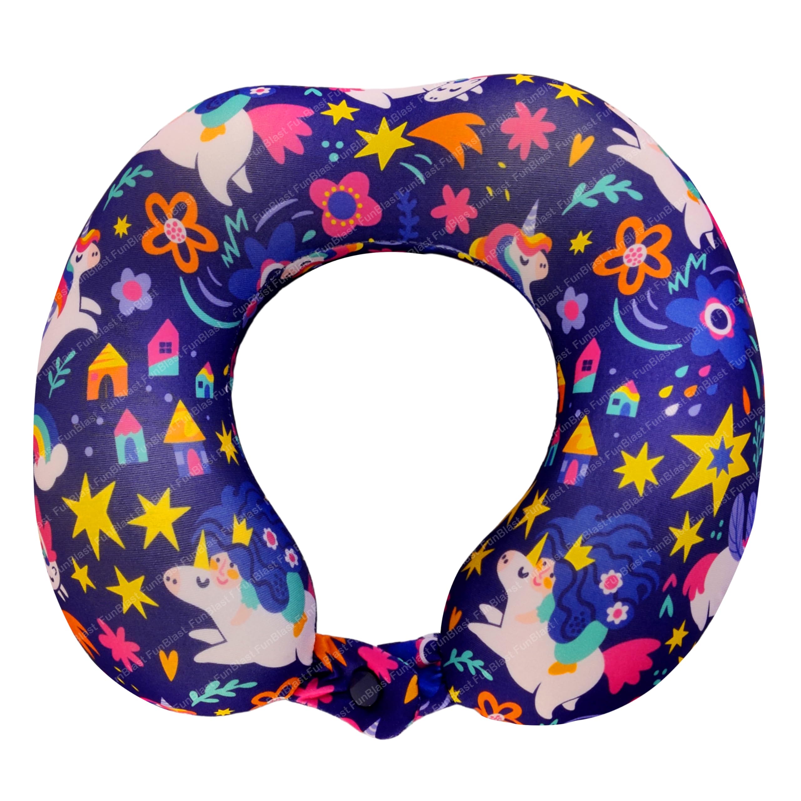 FunBlast Travel Neck Pillow for Kids, Headrest/Neck Pillow for Kids Boys & Girls, Teens, Travel Accessories for Airplane, Car, Recline, Memory Foam Cute Travel Pillow, 100% Neck Pillow (Unicorn)-image-21