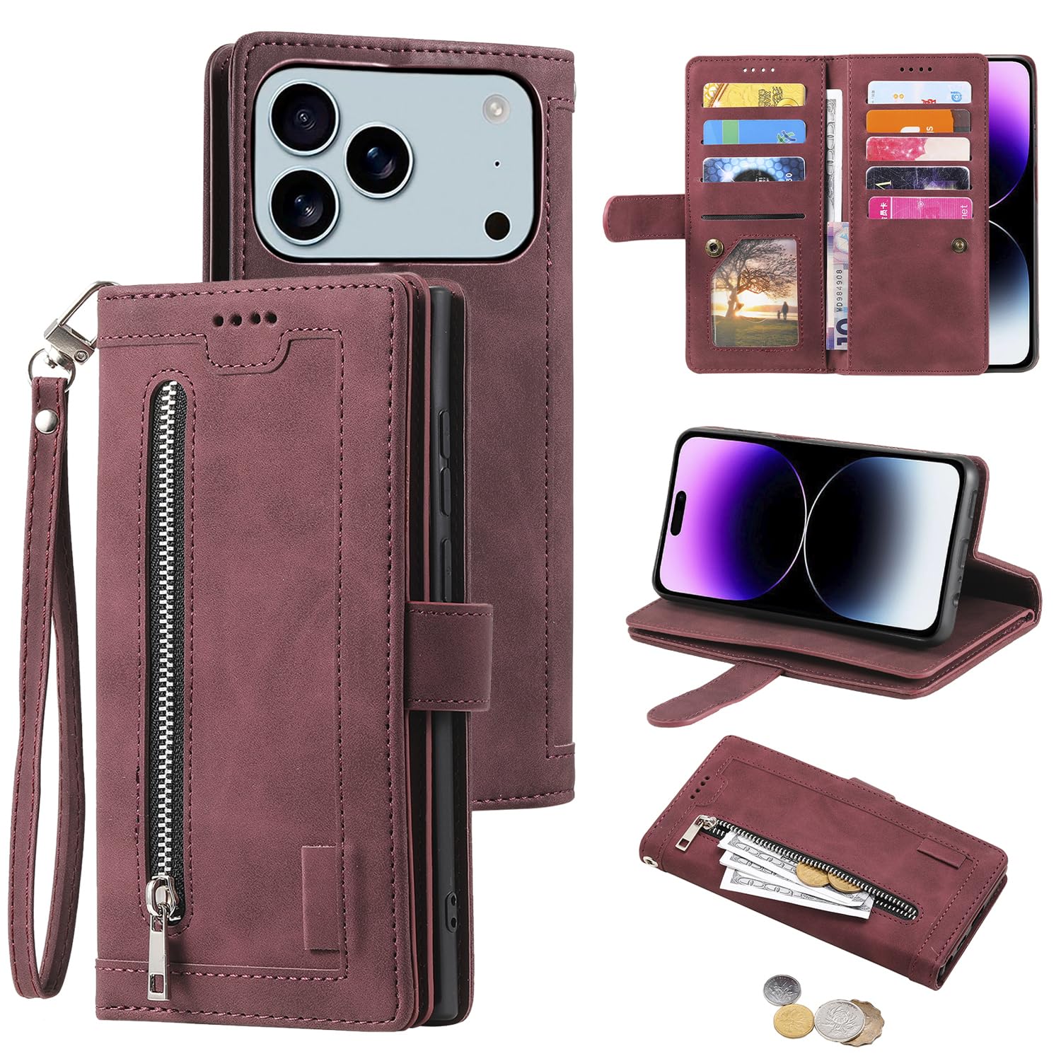 Étui en Cuir Mat Rétro iPhone 17 Pro au Design Vintage Élégant - 7