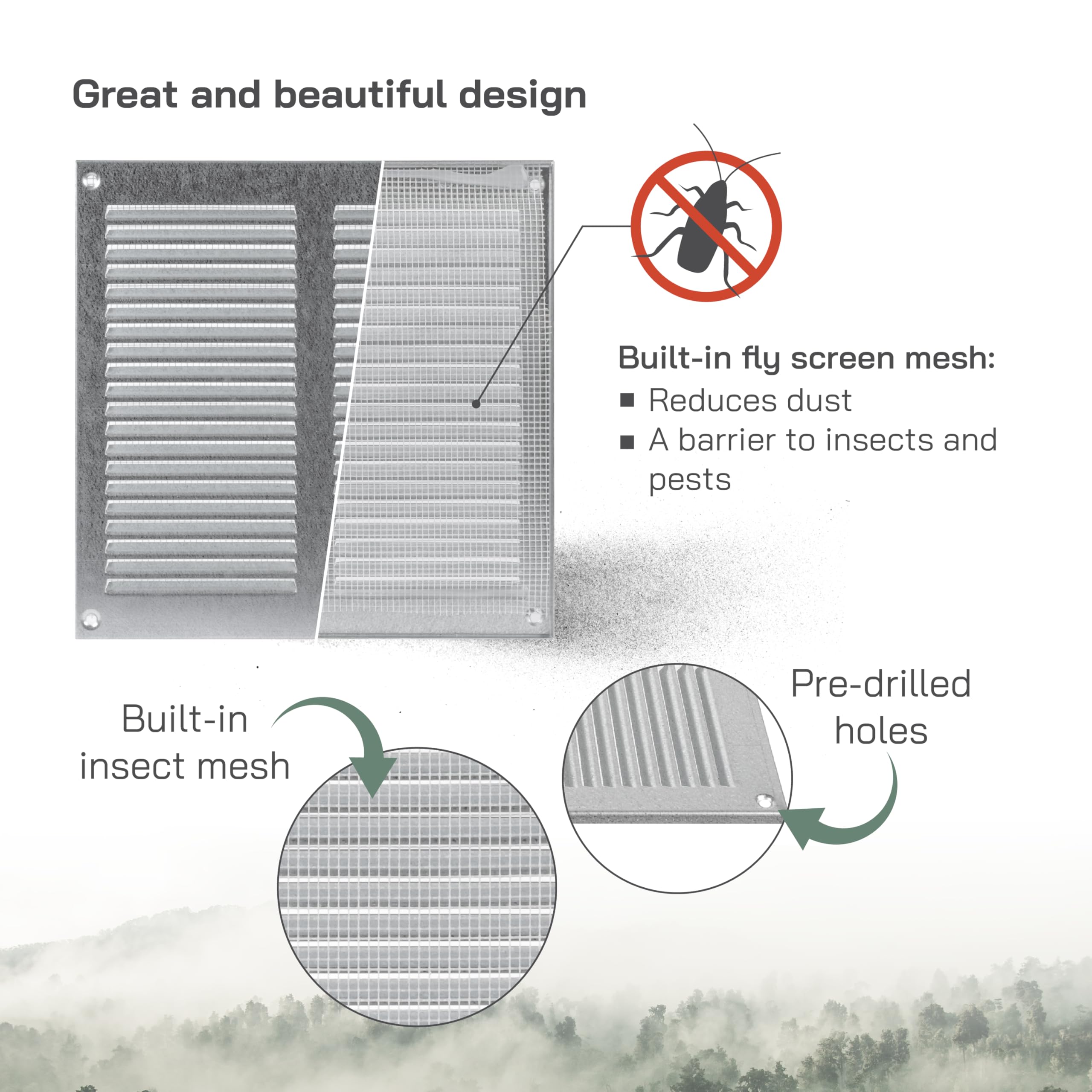 Vent Systems 200 x 200 mm / 8" x 8" Inch Vent Cover, Galvanised Metal Vent Cover - Image 4