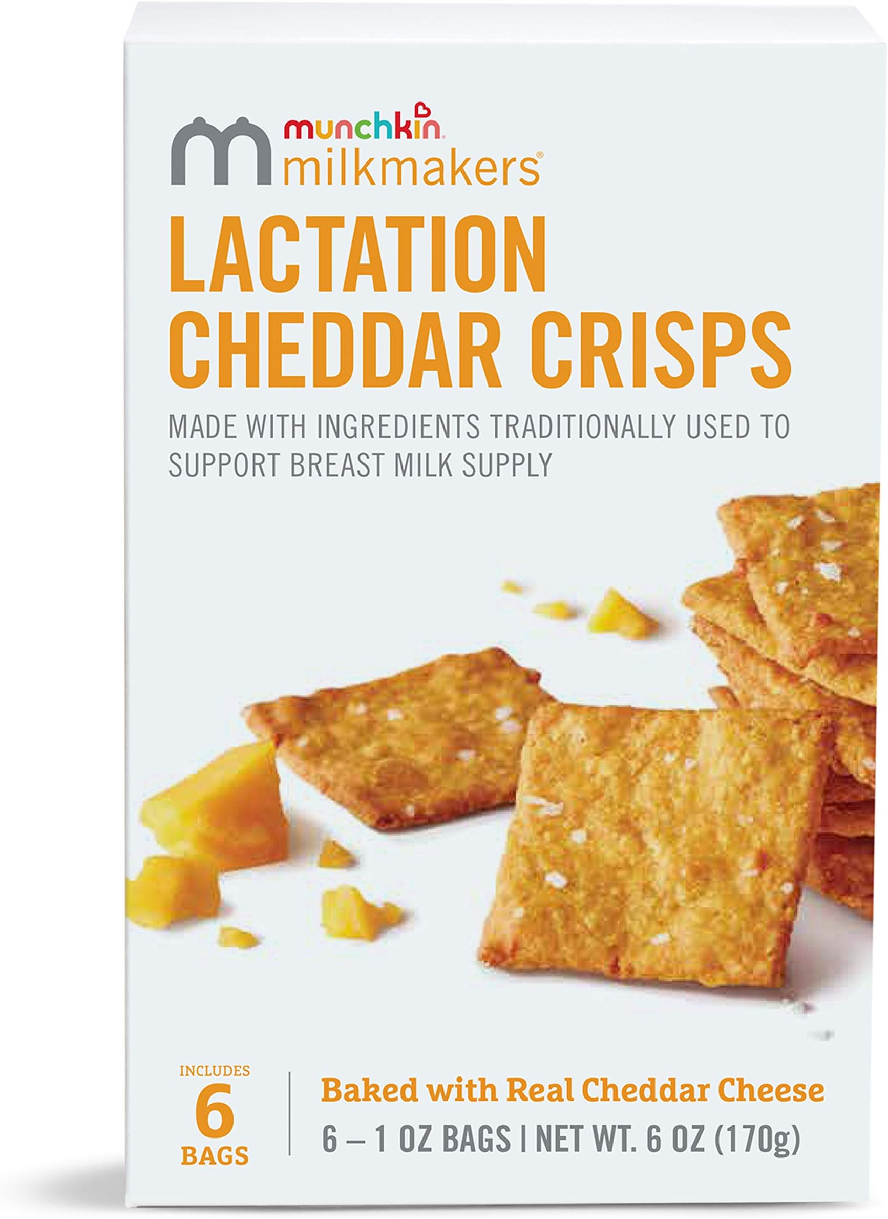 Milkmakers® Lactation Cheddar Crisps for Breastfeeding Moms with Oats and Flax, 6 Count