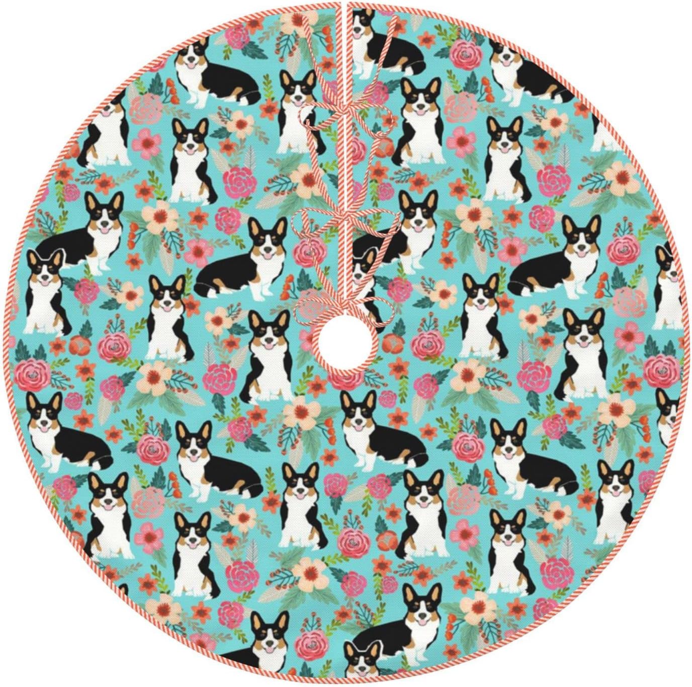 Dog Christmas Tree Skirt Home Decor 30" Linen Tree