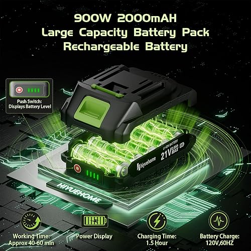 Miniatura 3 de hiyuehome Mini motosierra de 6 pulgadas, motosierra inalámbrica con engrasador automático, sierra de cadena eléctrica de mano con bloqueo de