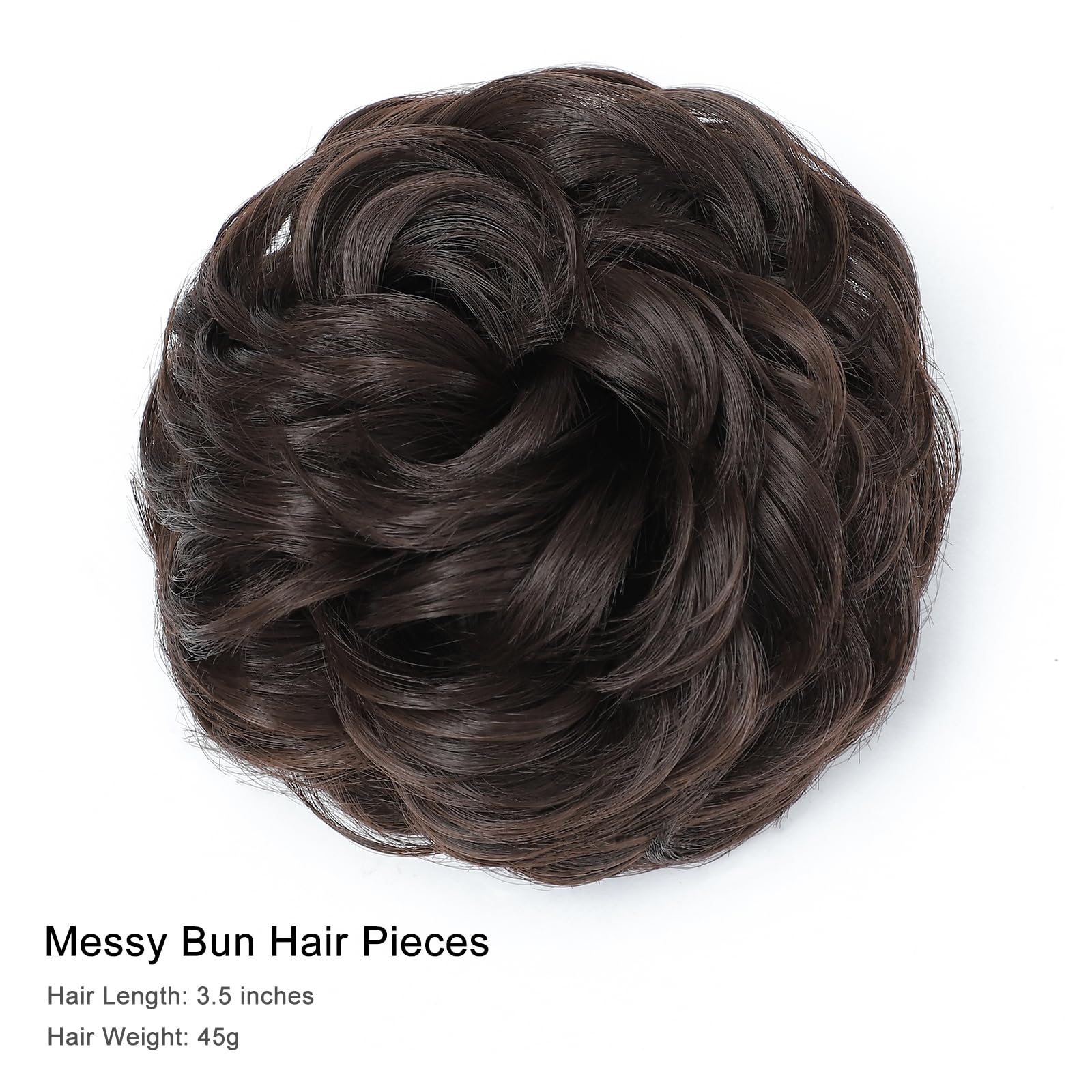 BUYOGET Messy Bun Hair Pieces For Women Hair Bun Extension Updo Curly Messy Bun Donut Hair Chignons Scrunchie Chocolate Brown - Image 2