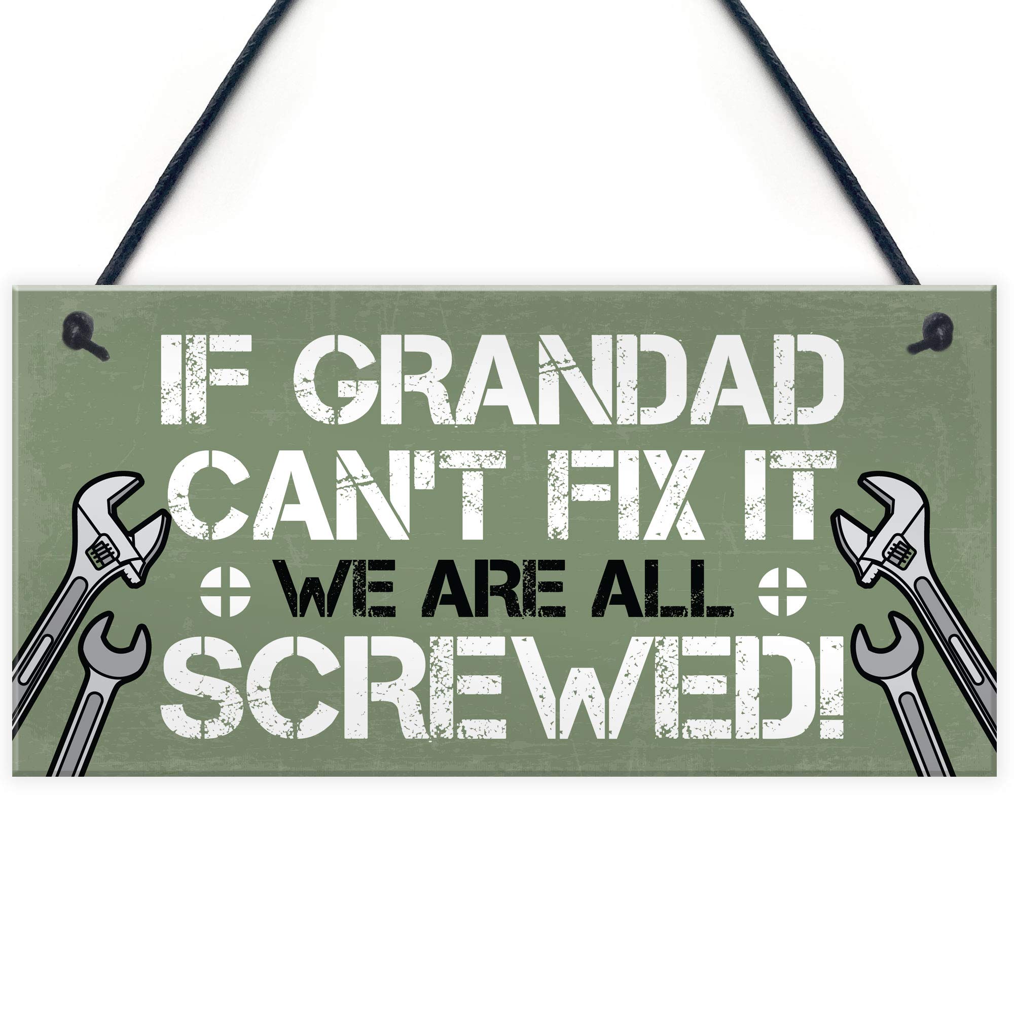 Red Ocean Grandad Fix It Screwed Man Cave Garage Shed Hanging Plaque Dad Grandad Gift Sign Funny