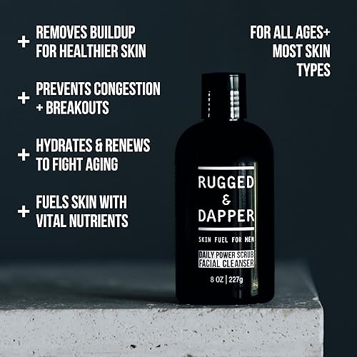 Miniatura 9 de RUGGED & DAPPER Crema facial Age Defense, limpiador facial diario Power Scrub facial, complejo de ojos de defensa de la edad