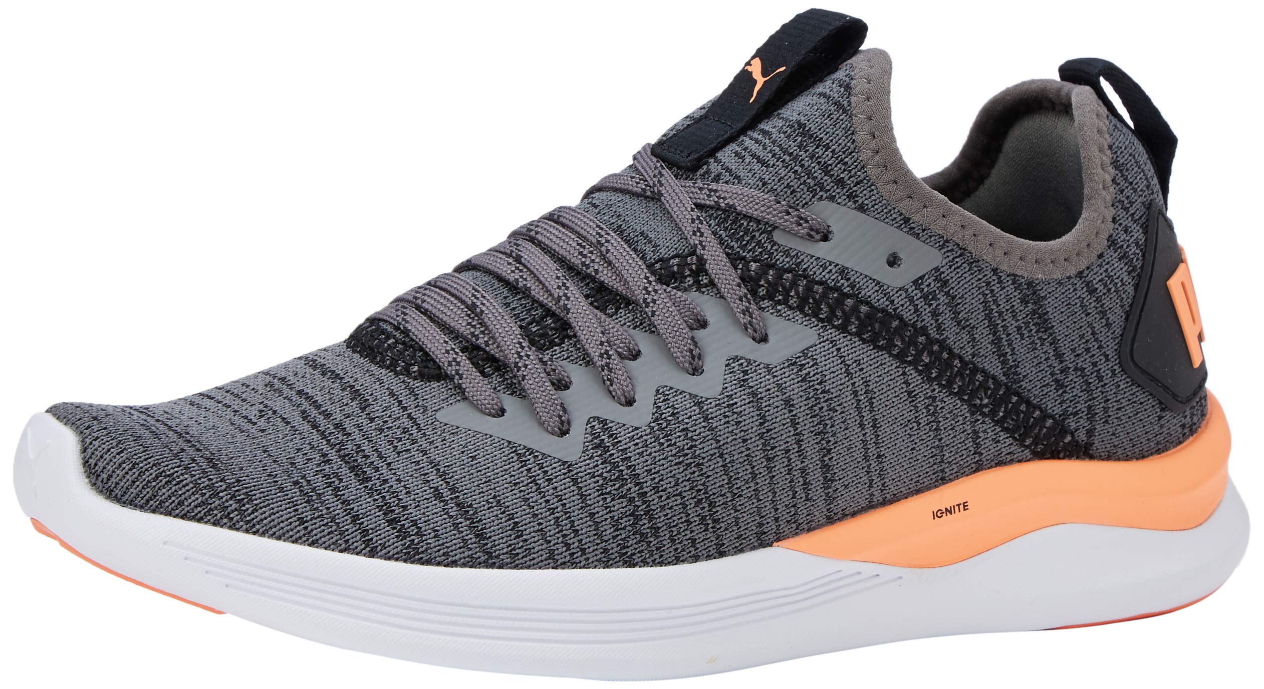 PUMA Women's Ignite Flash Evoknit WN's Running Shoes, Castlerock Fizzy Orange Black, 6