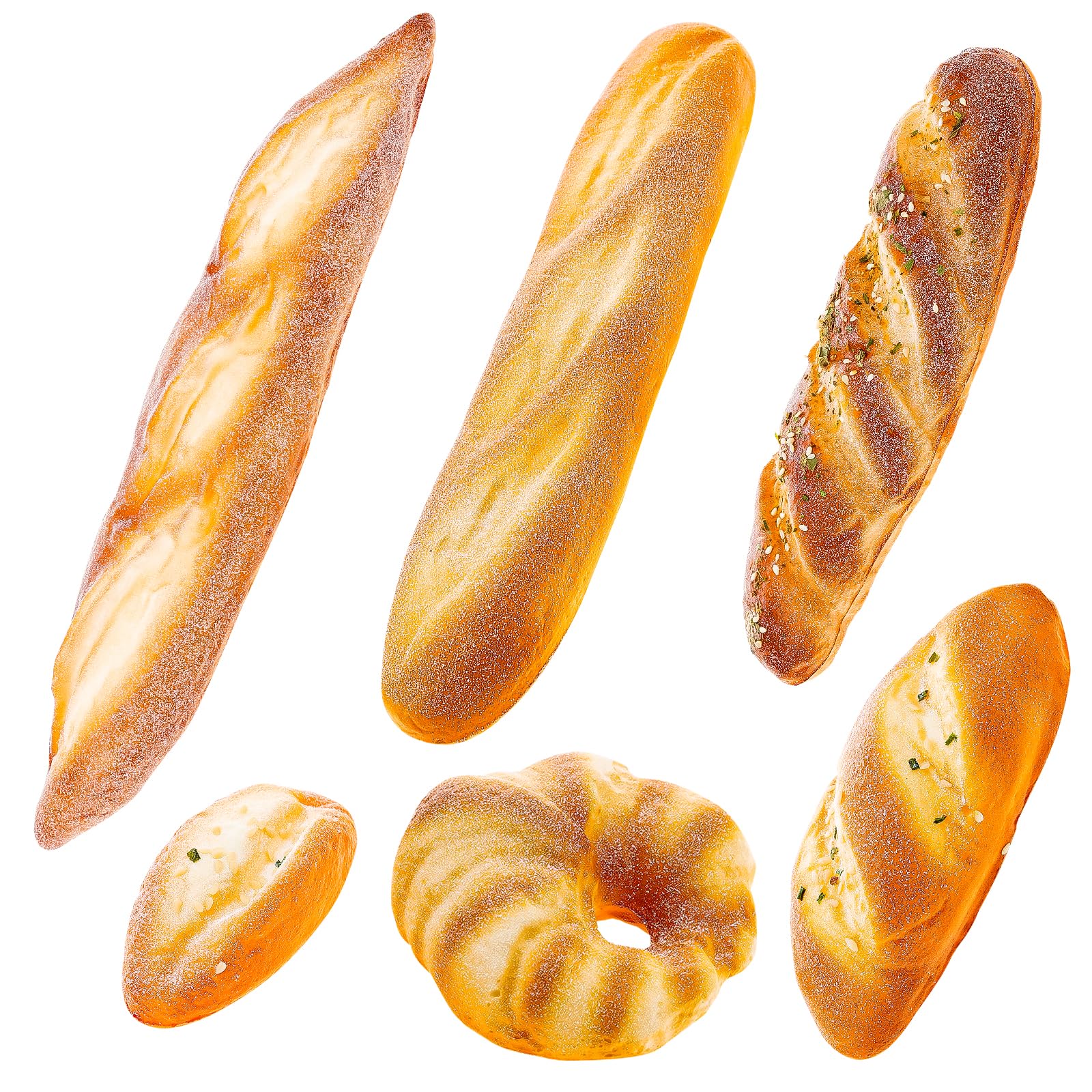 6 Stück Lebensecht Laib Lebensmittel Dekor Künstlich Donut Kokosnuss Sesam Brot Gefälschte Baguette Anzeige Realistisch Nachspeise Ornament Innen
