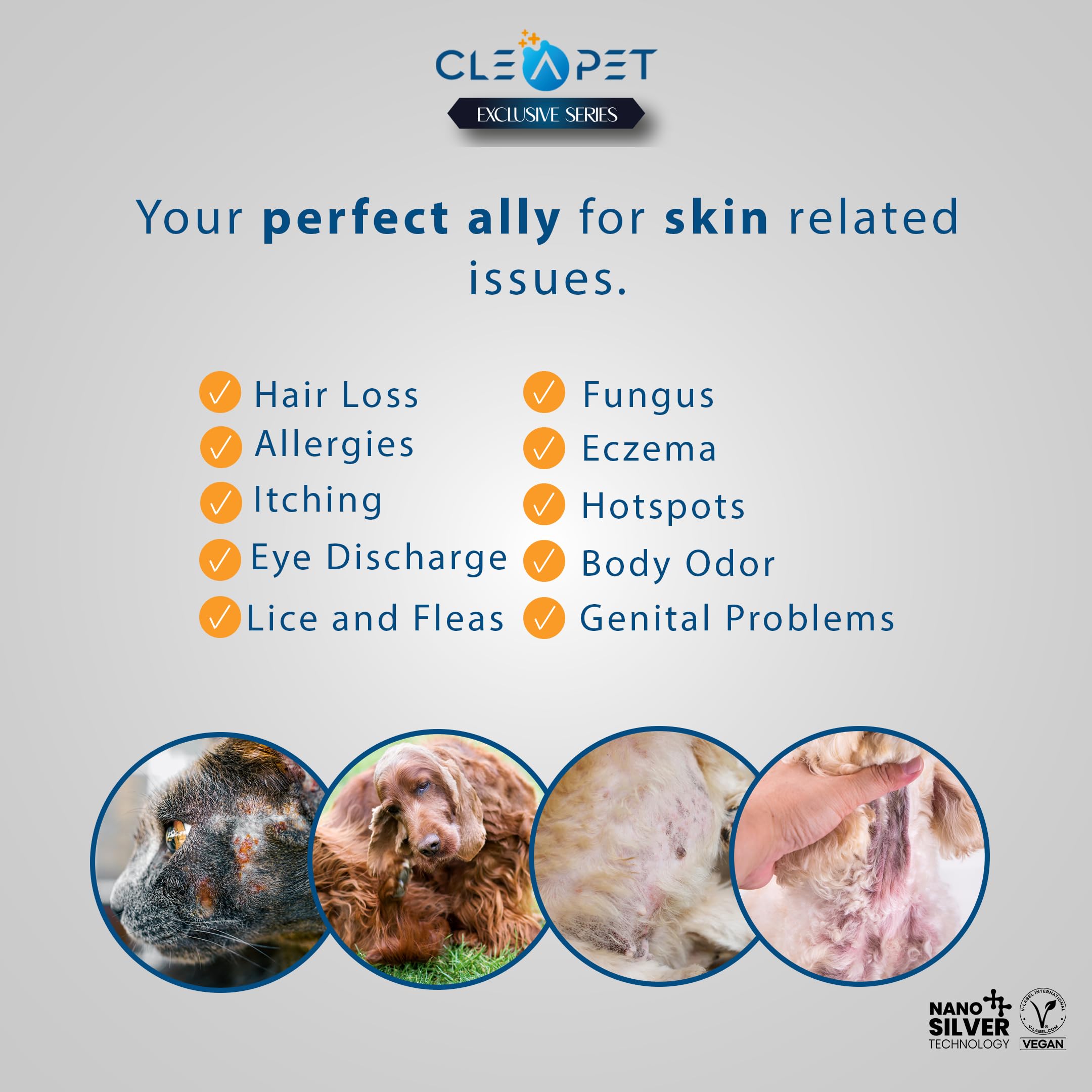 CLEAPET Nano Spray - 250ml - Hair Loss Spray - Body Odor - Allergien - Nano Silver - Colloidal Silver