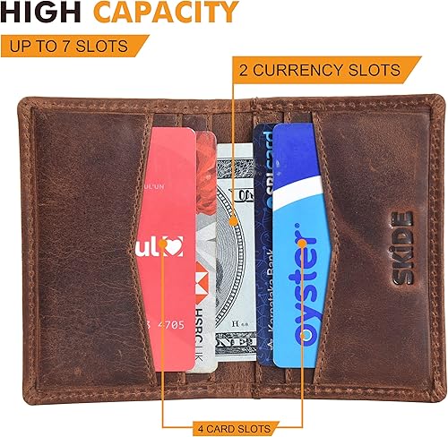 Miniatura 2 de SKiDE Cartera pequeña para hombre, cartera minimalista y tarjetero, carteras delgadas para hombres y billetera delgada con bloqueo RFID Cartera de