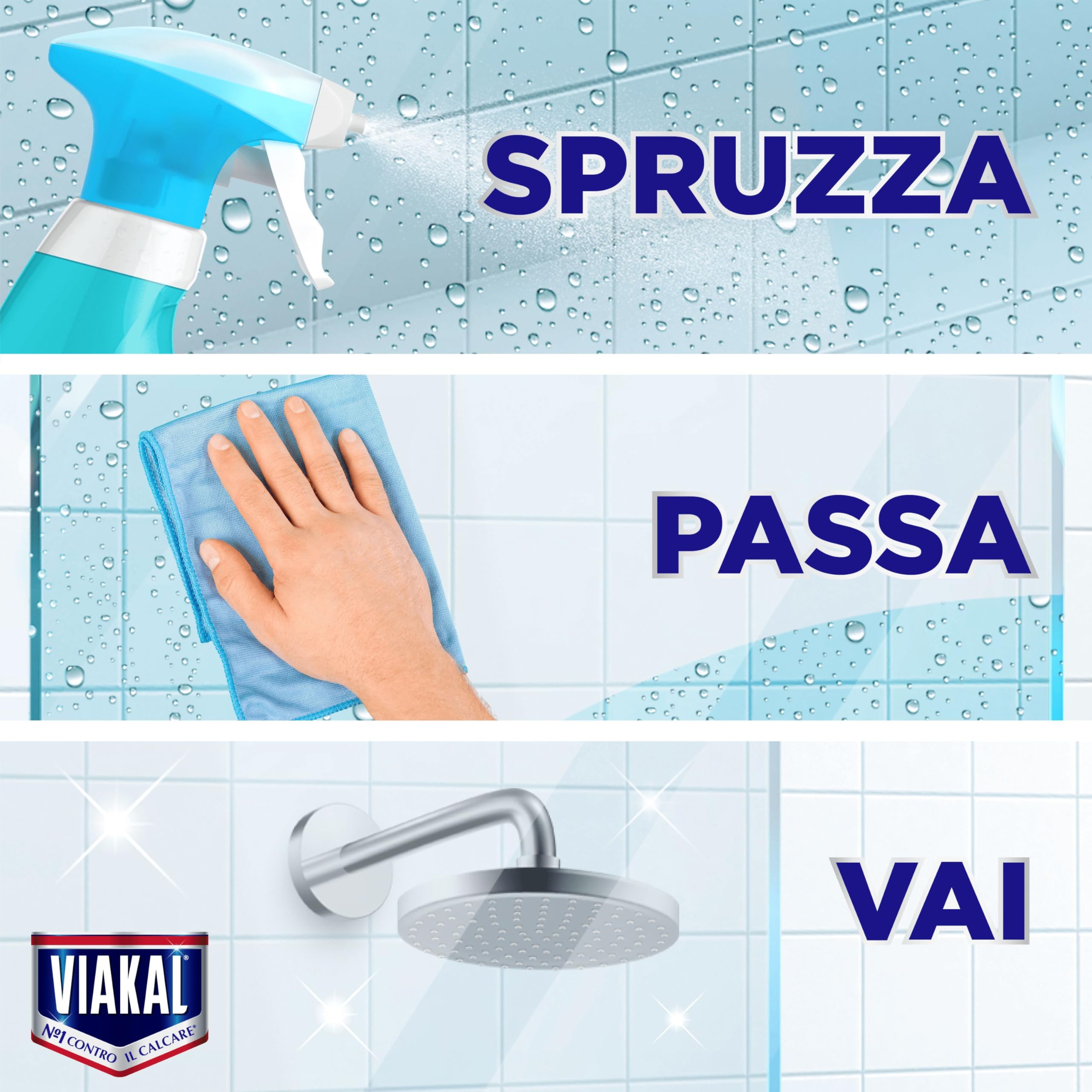 Viakal Vetro Doccia Express Spray, Fiori bianchi 720ml, Senza Risciacquo, Pulizia scintillante in una sola passata