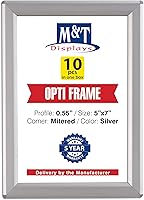 Vista 9 de M&T Displays Opti Snap - Marco para póster de 5 x 7 pulgadas, color plateado, perfil de aluminio de 0.55 pulgadas, carga frontal, montaje en pared