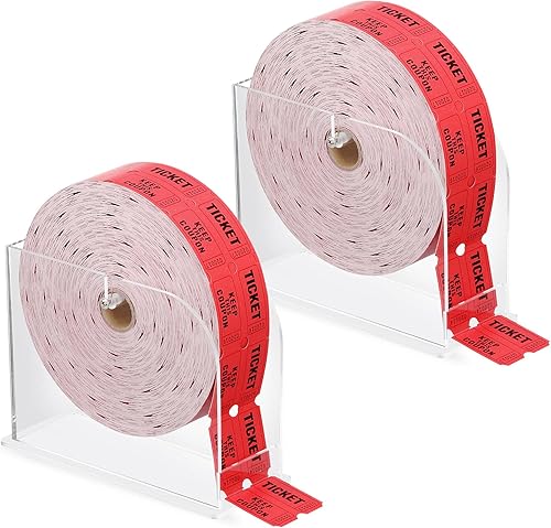 Paquete de 2 dispensadores de boletos de acrílico para rifas de 5.6 x 7.6 x 3.1 pulgadas, soporte para boletos de un solo rollo de doble rollo,