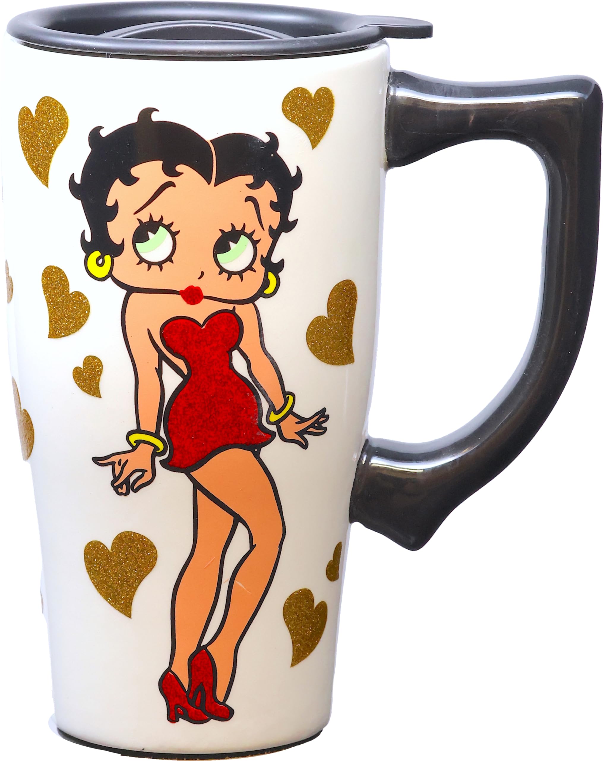 Spoontiques 12849 Betty Boop Ceramic Travel Mug, 18 ounces, White